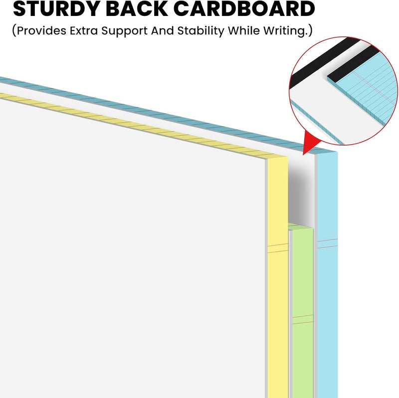 Ciphyfee 3pcs Legal Pads 8.5 x 11,Notepads 8.5 x 11 Inch, 30 Sheets/Pack, Color Note Pads Clear Print Writing Pads of Paper, Perforate Wide Ruled Lined with Sturdy Back for Office, Business & School Supplies - Image 4